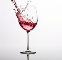 ai generato vino spruzzi in un' bicchiere di vino, foto