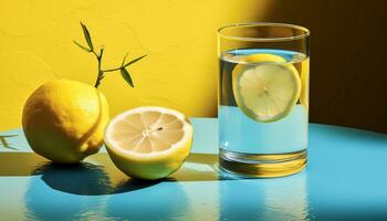 ai generato Limone acqua spruzzo siero foto