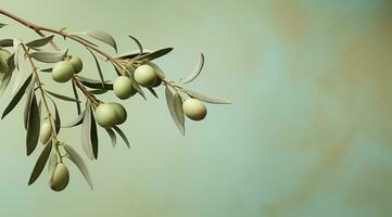 ai generato oliva ramo con fronde olive foto