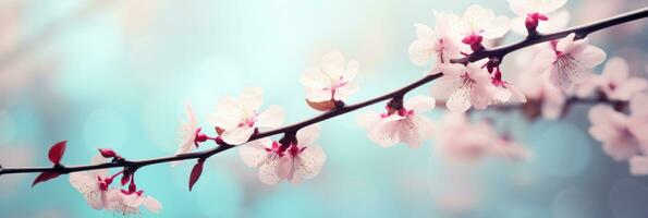 ai generato primavera fiori con bokeh effetto su un' sfocato sfondo, foto