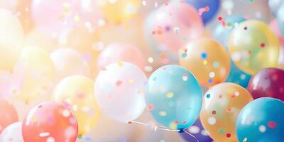 ai generato un' compleanno festa con ballons e palloncini foto