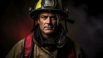 ai generato un' ritratto di un' pompiere nel pieno Ingranaggio foto
