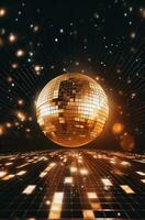 ai generato luminosa discoteca palla con discoteca palla a notte foto