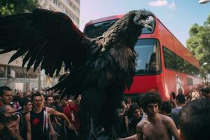 ai generato professionista Palestina manifestazione tenuto nel Milano 2014. persone ha preso per il strade per Richiesta gaza e Palestina la libertà contro Israele guerra e bombardamento, flamengo fan a seguire loro, ai generato foto