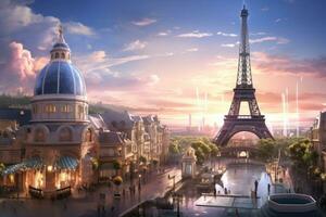 ai generato eiffel Torre nel Parigi, Francia. viaggio e turismo concetto, eiffel Torre città, ai generato foto