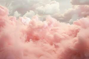 ai generato bellissimo Cloudscape con rosa e blu cielo. natura sfondo, soffice bianca e rosa nuvole, ai generato foto