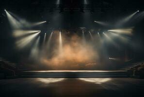 ai generato palcoscenico spazio nel un' Teatro con palcoscenico luci foto