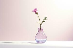 ai generato fiore nel un' bicchiere vaso su bianca sfondo foto