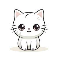 ai generato carino kawaii gatto clipart icona bianca sfondo. ai generato foto