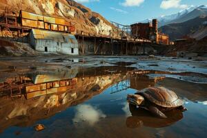ai generato tartaruga nel il fango Tibet regione foto