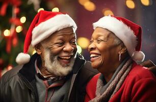 ai generato Natale sorridente gli anziani anziano foto