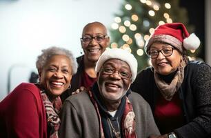 ai generato Natale sorridente gli anziani anziano foto
