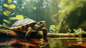 ai generato tartaruga nel selvaggio natura foto