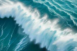 ai generato superiore Visualizza schiumoso acqua onde a il oceano. professionista foto