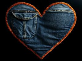 ai generato un' cuore fatto di denim. denim struttura e cuore. foto