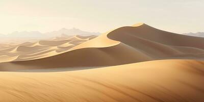 ai generato paesaggio di un' caldo deserto con grande sabbia dune foto