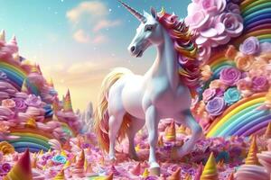 ai generato bellissimo unicorno con leggero colori. ai generativo foto