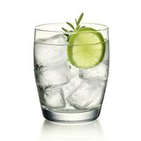 ai generato Gin Tonico bicchiere di acqua con ghiaccio isolato su bianca sfondo. ai generato foto