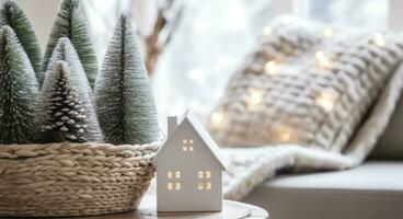 ai generato un' accogliente concetto di festivo casa decorazione per Natale. ai generato foto