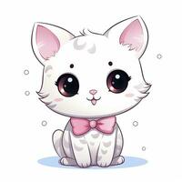 ai generato carino kawaii gatto clipart icona bianca sfondo. ai generato foto