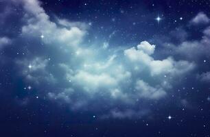 ai generato spazio di notte cielo con nuvole e stelle. generativo ai foto