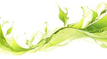 ai generato verde erbaceo tè onda spruzzo con le foglie fluire. ai generato foto