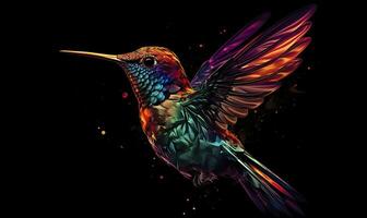 ai generato colibrì logo con multiplo colori volante attraverso il aria. ai generato foto