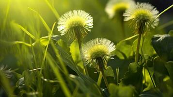 ai generato il verde primavera mattina. generativo ai foto