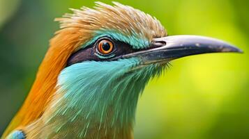 ai generato turchese sopracciglio motmot nel vivace colori. generativo ai foto