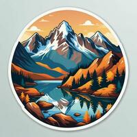 ai generato illustrazione di bellissimo montagna e lago visualizzazioni foto