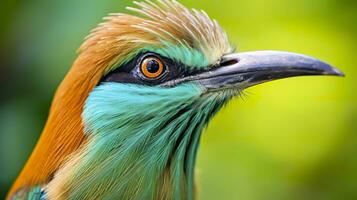 ai generato turchese sopracciglio motmot nel vivace colori. generativo ai foto