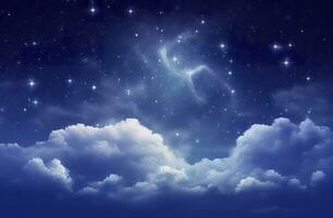 ai generato spazio di notte cielo con nuvole e stelle. generativo ai foto