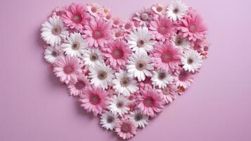 ai generato fiore cuore forma pastello rosa sfondo foto
