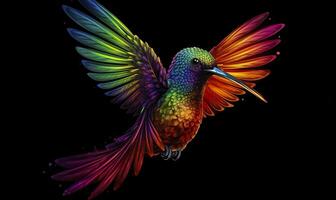 ai generato colibrì logo con multiplo colori volante attraverso il aria. ai generato foto