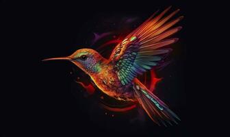 ai generato colibrì logo con multiplo colori volante attraverso il aria. ai generato foto