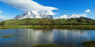 Cuernos del dolore, torres del paine nazionale parco, cileno patagonia, chile foto