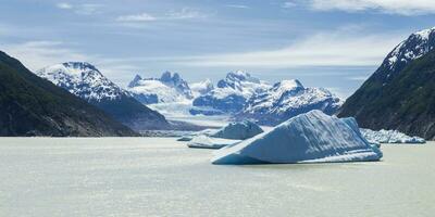 glaciale lago con piccolo iceberg galleggiante, laguna san Raffaele nazionale parco, aysen regione, patagonia, chile foto