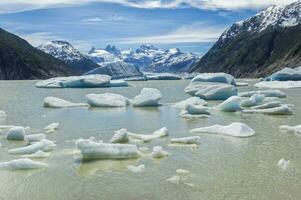 glaciale lago con piccolo iceberg galleggiante, laguna san Raffaele nazionale parco, aysen regione, patagonia, chile foto