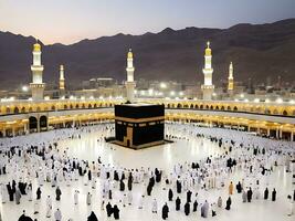 ai generato eid celebrazioni a kaaba Ramadan gioia nel mecca islamico cuore foto