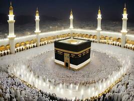 ai generato eid celebrazioni a kaaba Ramadan gioia nel mecca islamico cuore foto