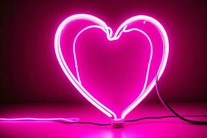 ai generato neon cuore con un' incandescenza. san valentino giorno. La madre di giorno anniversario. professionista foto