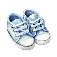ai generato acquerello neonato piccolo scarpe isolato bianca sfondo. ai generato foto