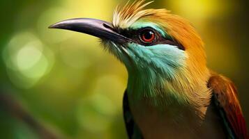 ai generato turchese sopracciglio motmot nel vivace colori. generativo ai foto