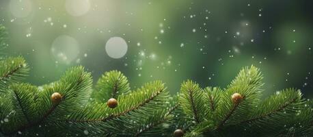 ai generato Natale albero rami su un' naturale sfondo. ai generato foto