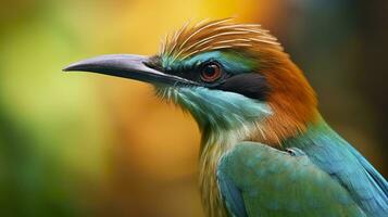 ai generato turchese sopracciglio motmot nel vivace colori. generativo ai foto