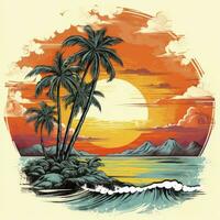 ai generato tropicale tramonto per maglietta design. ai generato foto