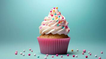ai generato dolce trattare Cupcake cibo foto