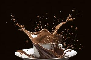 ai generato spruzzo di cioccolato o cacao. generativo ai foto