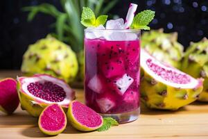 ai generato pitahaya o Drago frutta Mojito. generativo ai foto