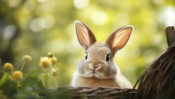 ai generato Pasqua coniglietto con bellissimo primavera natura. ai generato foto